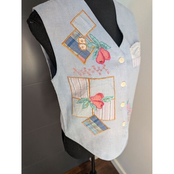 Vintage Petite Sophisticate 100% Cotton Embroidered Applique Vest Size‎ Small - Picture 3 of 10